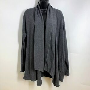 Athleta Gray Open Front CozyPranayama Restore Rib Ribbed Cardigan Sweater Size L